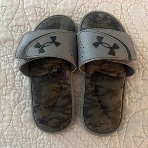 Under Armour Kids Black and Gray Slide Sandals